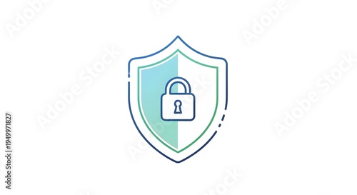 Modern gradient shield and padlock icon symbolizing robust digital security, data protection, and internet privacy for secure online environments and system safeguarding