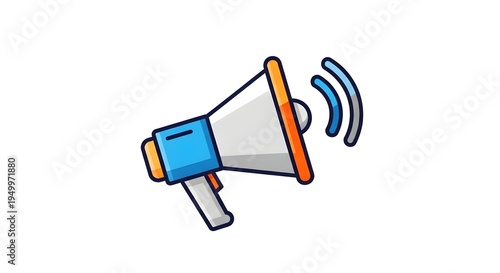 Vector illustration of a megaphone with sound waves, symbolizing announcement, promotion, or alert notifications