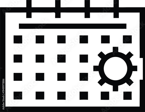 Calendar with a gear symbol indicating configuration of settings and event options