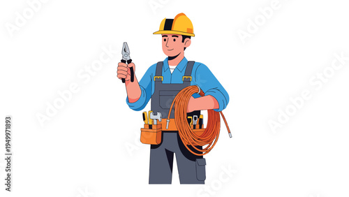 Electrician with Tools: A skilled electrician, equipped with essential tools, stands ready, showcasing the precision and expertise required in electrical work.