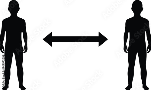 Social distancing silhouette illustration