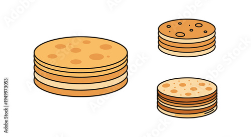 Roti Stack Line art vector soft minimal abstract illustration