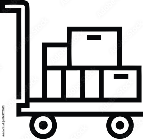 Commercial delivery hand truck transporting stacked cardboard boxes for logistics operations