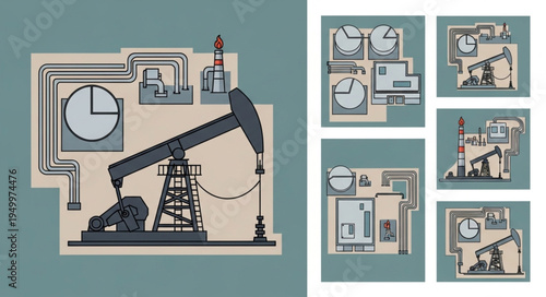 Oil Pump Jack Illustration - Energy Production and Industrial Machinery.