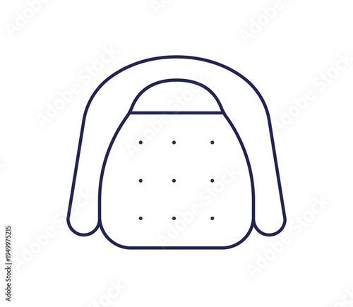 Armchair, top down view. Chair seat, contour line-art drawing. Soft sitting furniture design for living room interior floor plan. Linear flat vector illustration isolated on white background