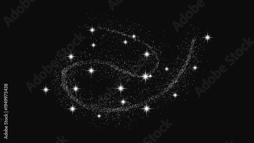 Silver glittering confetti wave and stardust