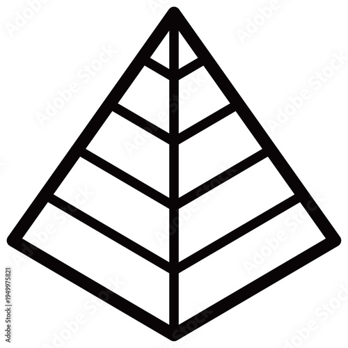 ピラミッド型グラフのビジネスアイコンセット（階層・優先順位・モノクロ・アウトラインあり）