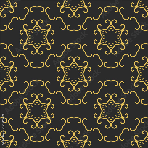 Vintage royal seamless pattern in Victorian style. Vector luxury fabric swatch with golden retro ornament