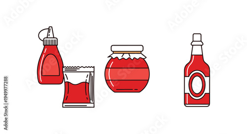 Packaged Sauces Line art soft abstract artistic illustration
