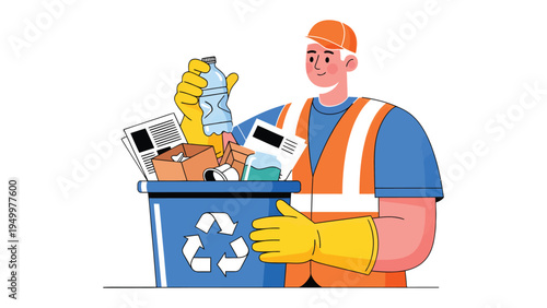 Recycling Savior: A dedicated individual sorts through recyclable materials, embodying environmental responsibility and a commitment to waste reduction.