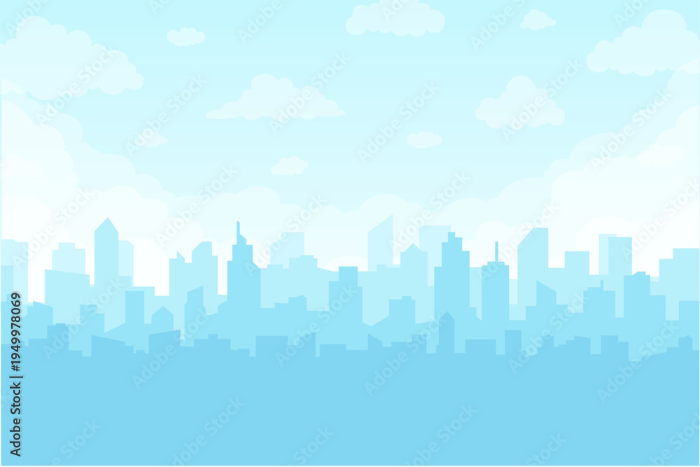 Fototapeta premium blue sky shadow city landscape background illustration design