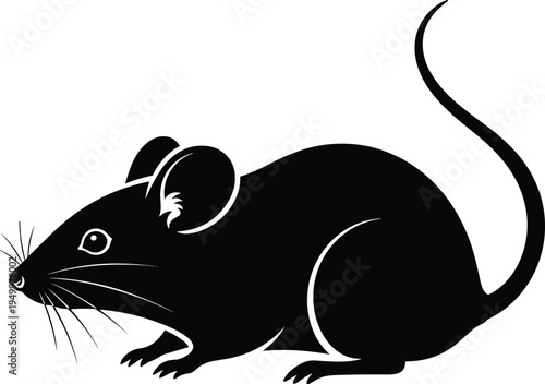 Mouse silhouette small rodent animal vector illustration isolated on white background wildlife pest mammal design black mouse icon