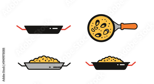 Paella Pan Line art vector creative color harmony abstract illustration