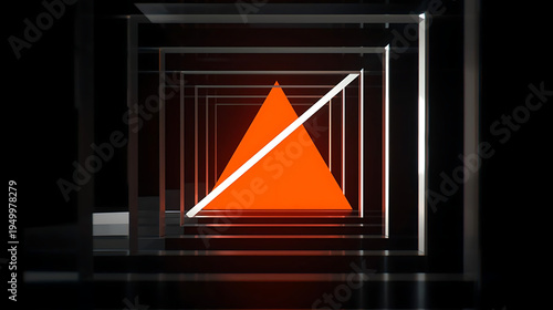 Wallpaper Mural Vibrant orange triangle in modern geometric tunnel Torontodigital.ca