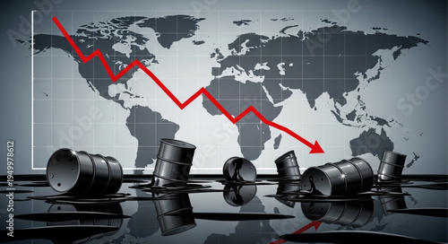Oil Price Crash - Barrels Spill Amidst Global Economic Downturn.