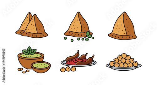 Samosa Chaat Line art vector dynamic creative abstract illustration