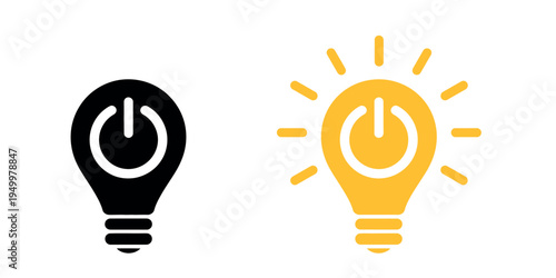 Lamp with turn on and turn off symbols representing electric lighting control, power switch concept and modern illustration