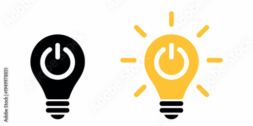 Lamp with turn on and turn off icons representing lighting control concept, electric power switch symbol and modern illustration