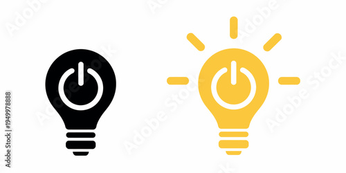 Lamp with on and off switch icons showing electricity control, lighting power concept and modern electric symbol illustration