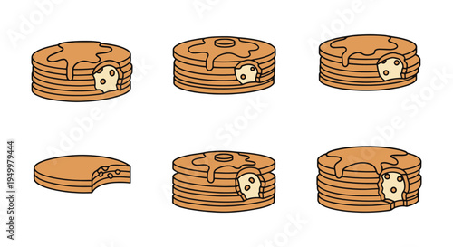 Pancake Bite Line art vector dynamic abstract vibrant color