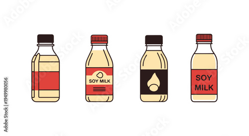 Soy Milk Bottle Line art soft pastel abstract illustration