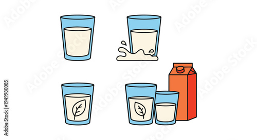 Soy Milk Glass Line art vector colorful digital abstract