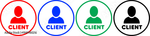 Client user icon with circle frame text client business concept vector illustration