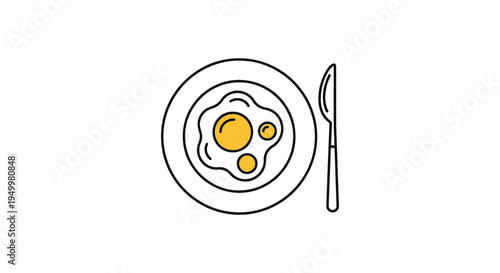 Scrambled Egg Plate Line art minimal abstract color vector design