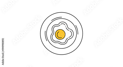 Scrambled Egg Plate Line art modern creative abstract color design