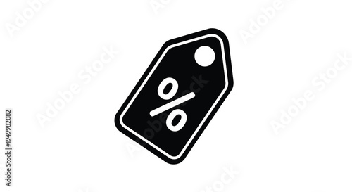 Black price tag with percentage sign a striking silhouette