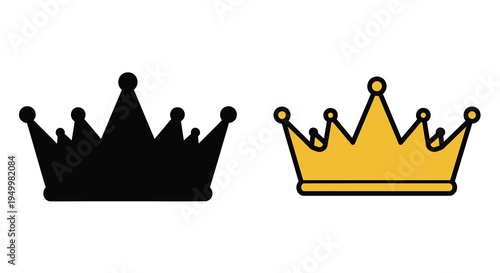 Two ornate crowns presented in contrasting colors a striking silhouette