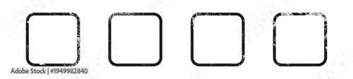 Set of grunge borders in rounded square form