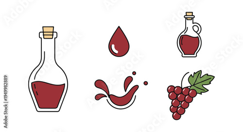 Sherry Vinegar Line art vector modern smooth abstract illustration