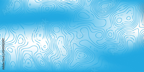 abstract blue landscape texture with thin white altitude lines forming irregular contour rings. eps10