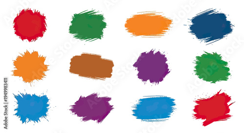 Colorful Brush Strokes of Paint Swatches.