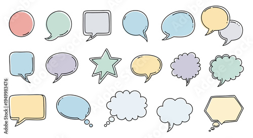 Colorful cartoon speech bubbles icons set.