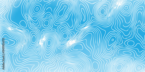Bright blue map-style background with layered white elevation lines forming organic landform shapes.