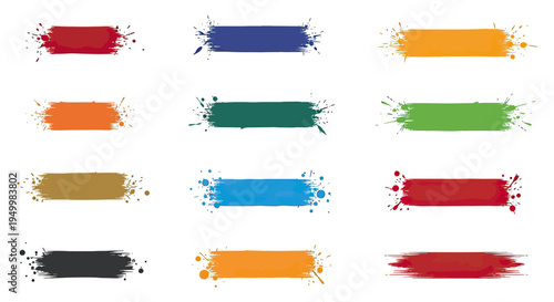 Colorful paint brush strokes on white.