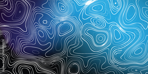 Azure gradient background with winding white geographic curves forming abstract terrain shapes.