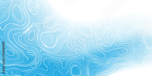 Blue atmospheric background with smooth white geographic contour waves forming layered terrain texture.