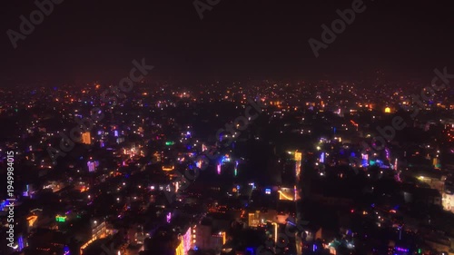 Wallpaper Mural Colorful Festival Night in Indian City with Fireworks Drone View Torontodigital.ca