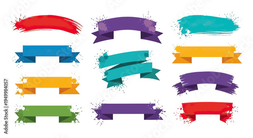 Colorful ribbons and banners set.