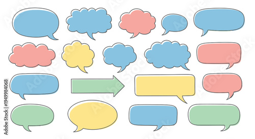 Colorful speech bubbles for communication.