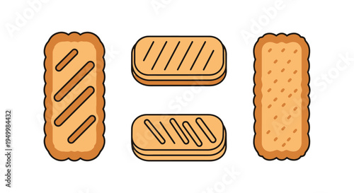 Shortbread Cookies Line art clean contemporary abstract color vector