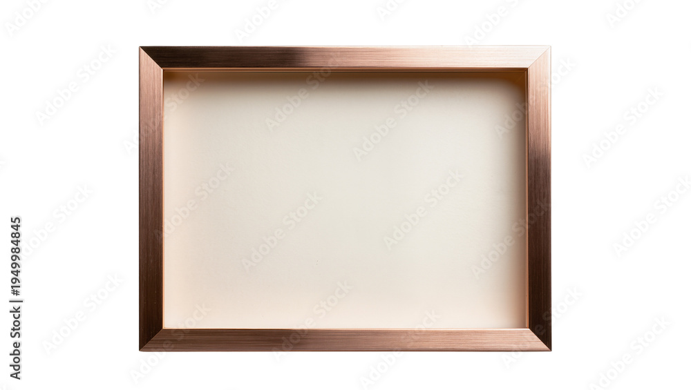 Fototapeta premium Isolated elegant rose gold metallic empty picture frame shadow box ready for display