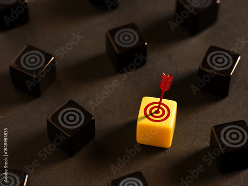 Hitting target with arrow among multiple goals