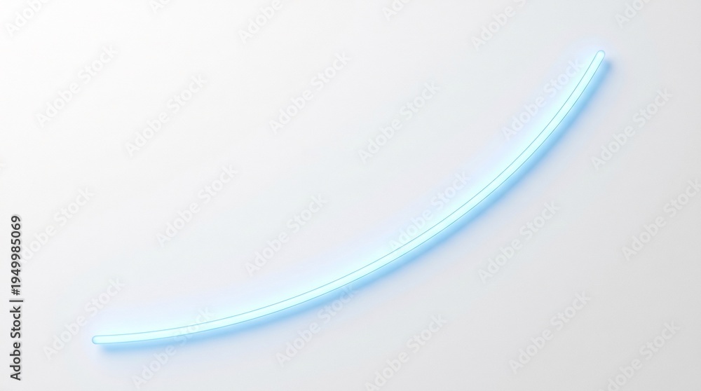 Obraz premium Curved, glowing neon line element suggests upward trajectory against a minimalist white background.
