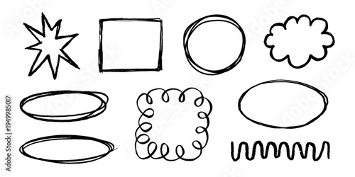 Hand-drawn shapes collection vector