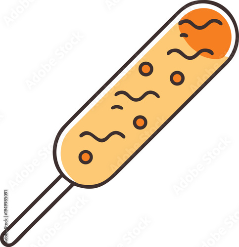 Stylized Corn Dog on a Stick hot dog snack