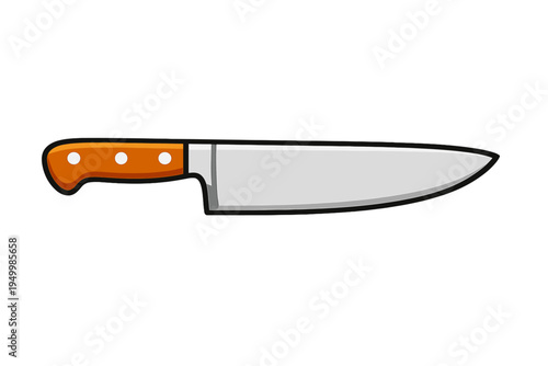 A vector illustration of a sharp kitchen chef's knife featuring a